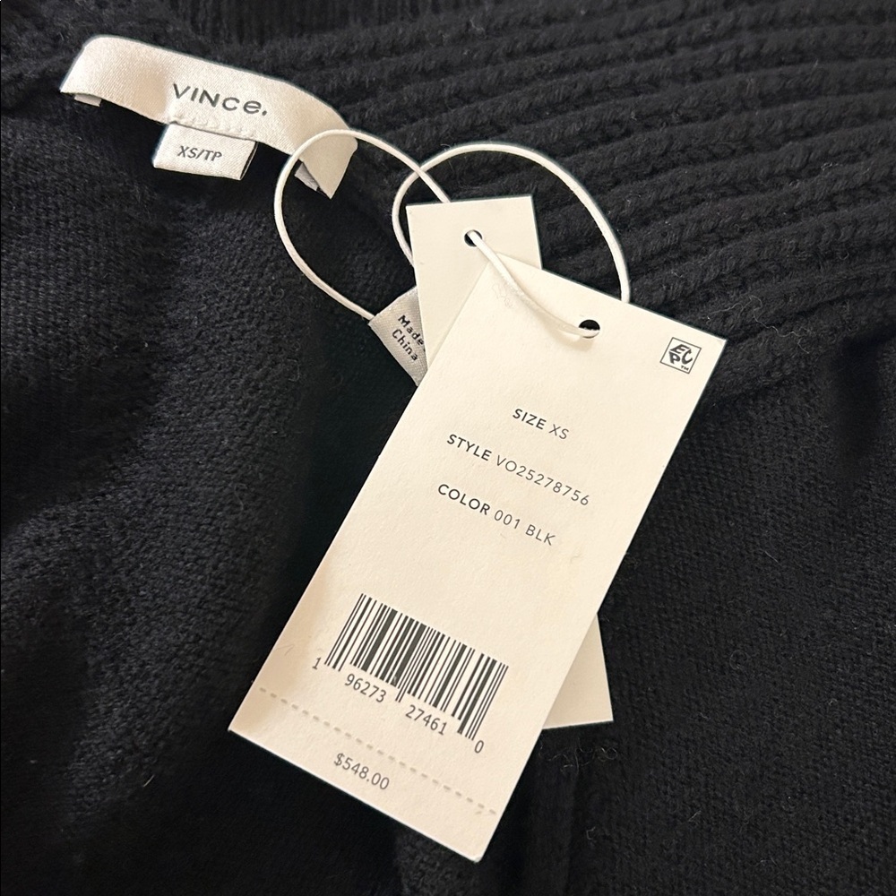 Vince Wool & Cashmere Open Front Cardigan in Black - Picture 11 of 12